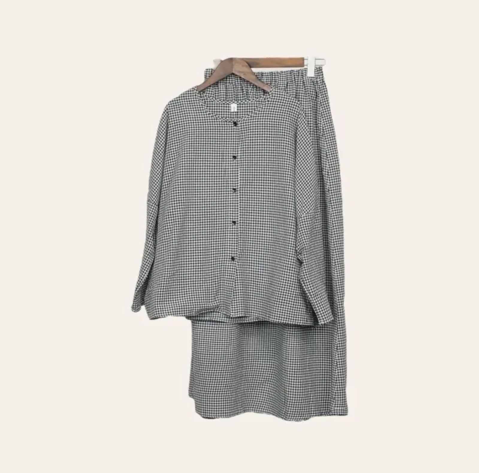Panda eyes blouse kotak set skirt