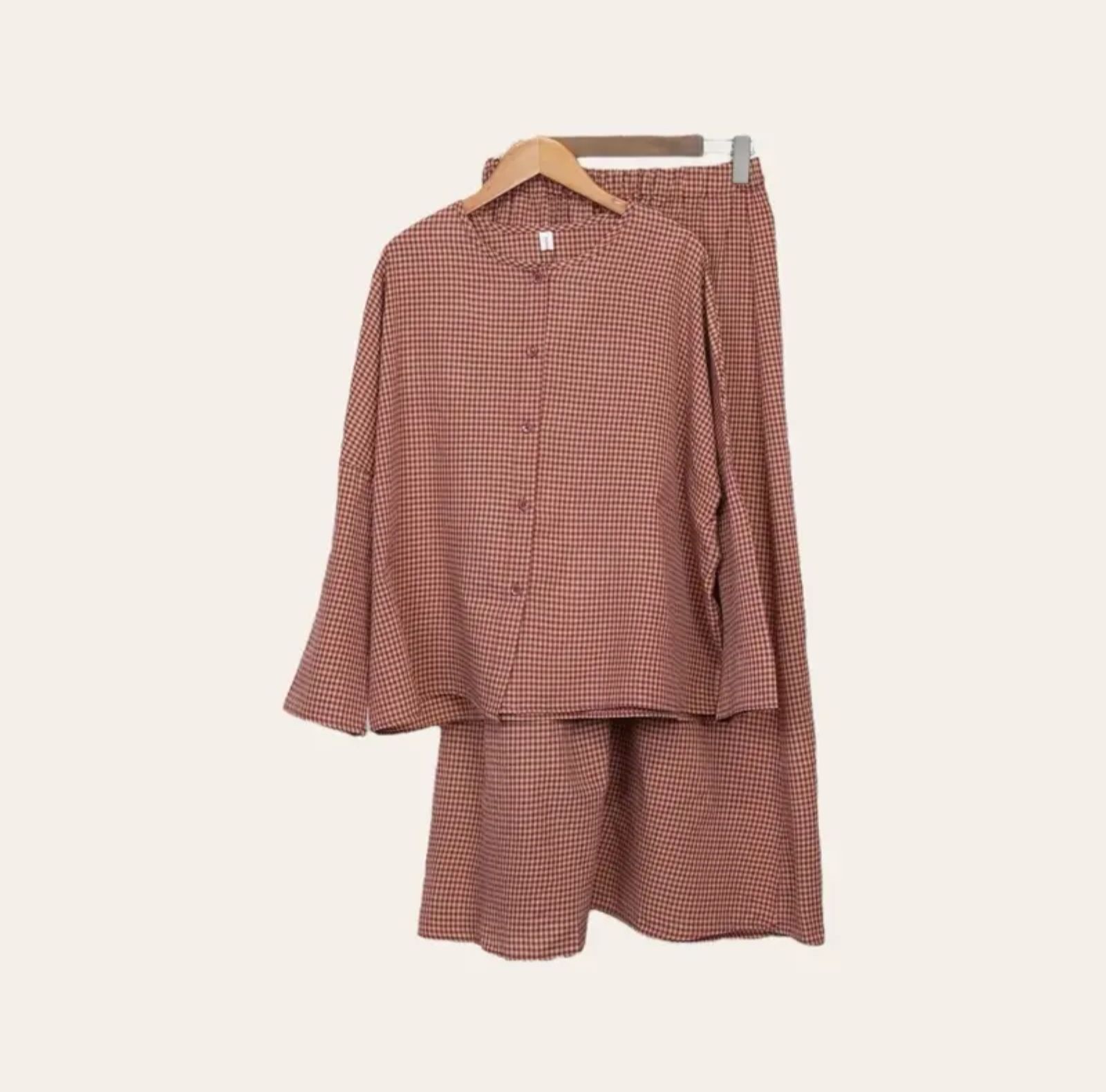Panda eyes blouse kotak set skirt