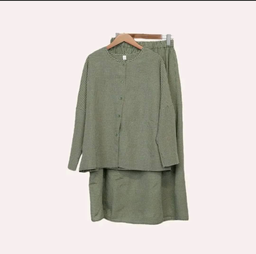 Panda eyes blouse kotak set skirt