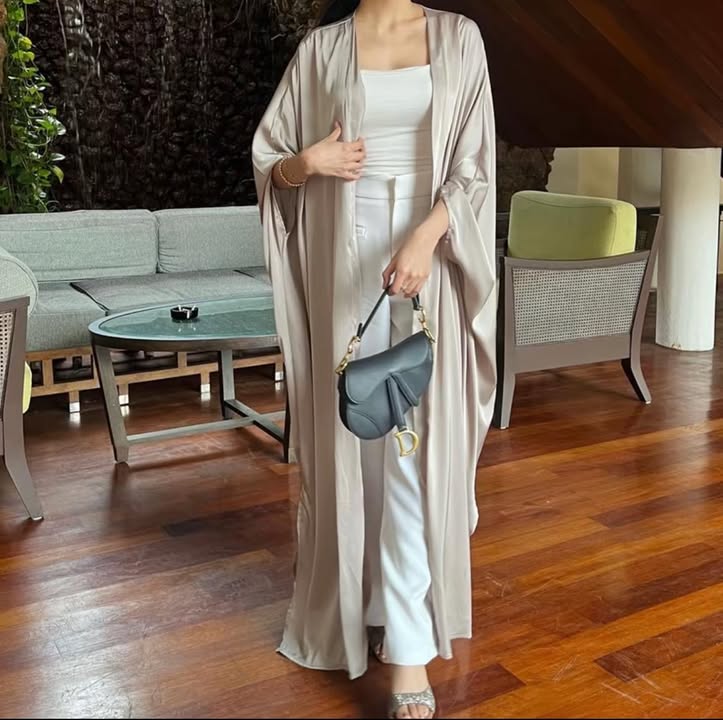 Premium satin silk cardigan by Qafi