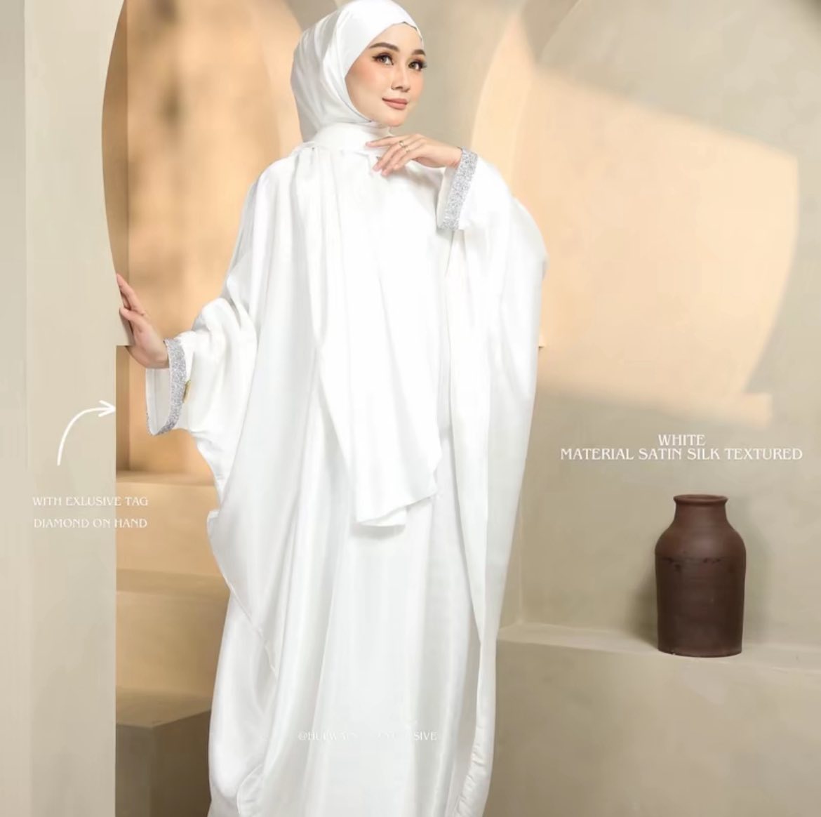 Satin silk crystal abaya 