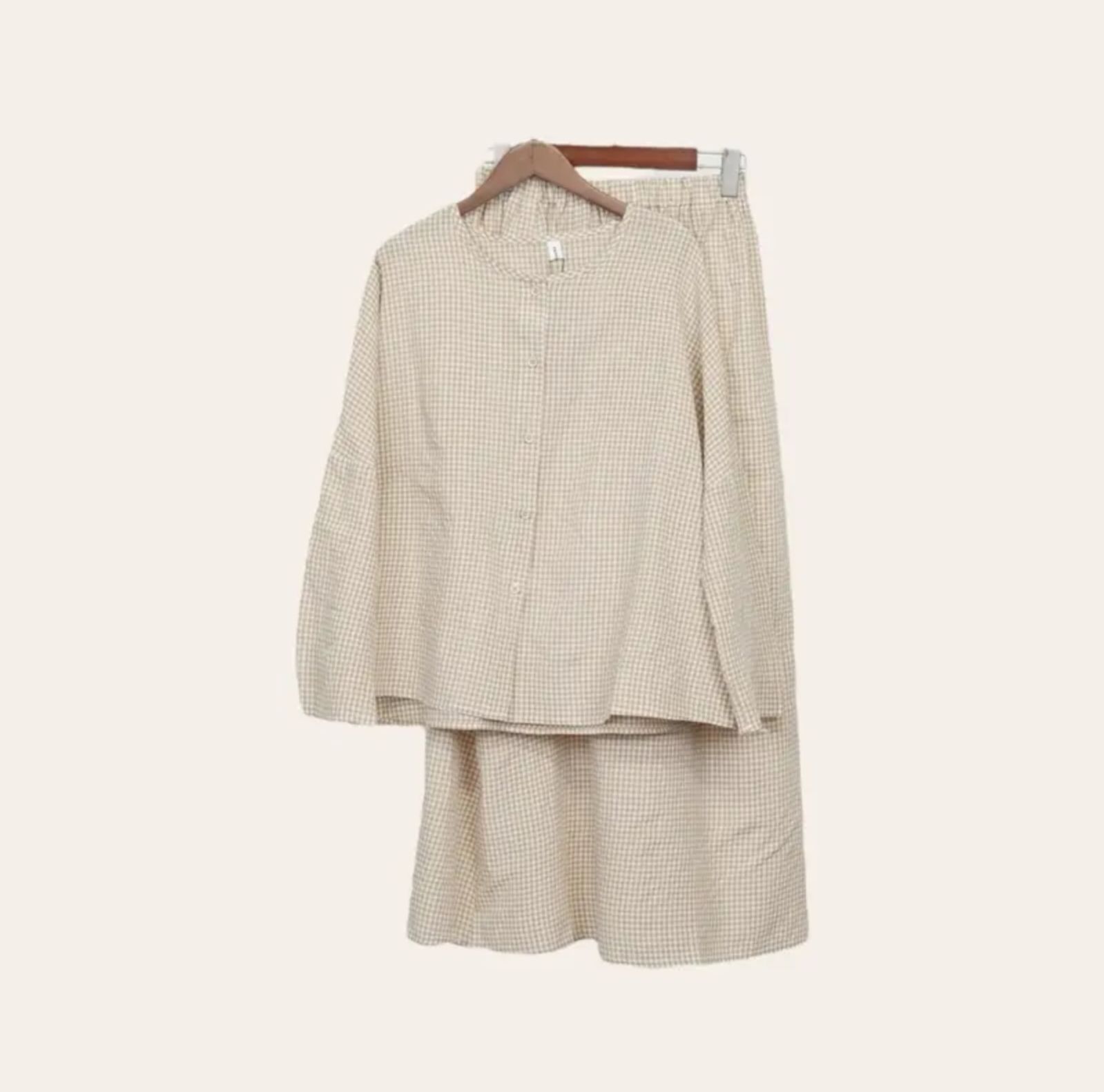 Panda eyes blouse kotak set skirt